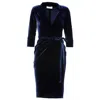 Roserry Women's Blue Cannes Wrap Midi Velvet Dress In Navy In Blue