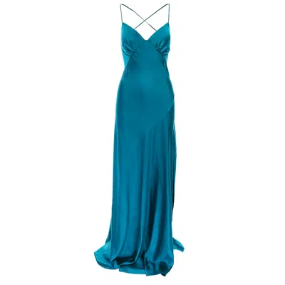 Roserry Women's Blue Seville Satin Maxi Dress In Turquoise