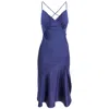 Roserry Women's Blue Seville Satin Midi In Navy In Blue