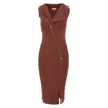 Roserry Women's Brown Chelsea Sleeveless Zipped Jersey Midi Dress In Mocha In Brown