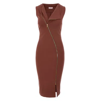 Roserry Women's Brown Chelsea Sleeveless Zipped Jersey Midi Dress In Mocha