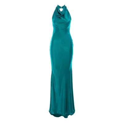 Roserry Women's Capri Satin Maxi Dress In Emerald Green