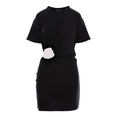 Roserry Women's Carmen Mini Dress With Fixed Rosette Detail In Black