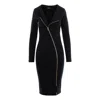 Roserry Women's Chelsea Zipped Long Sleeves Jersey Midi Dress In Black In Black