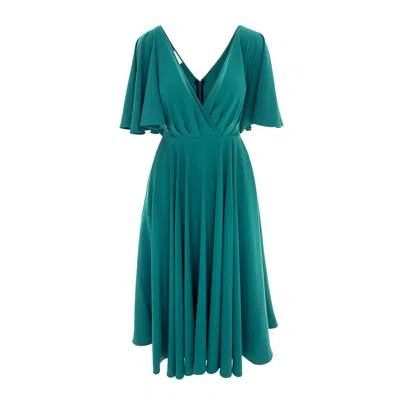 Roserry Women's Florence Midi Dress With Butterfly Sleeves & Pockets In Green