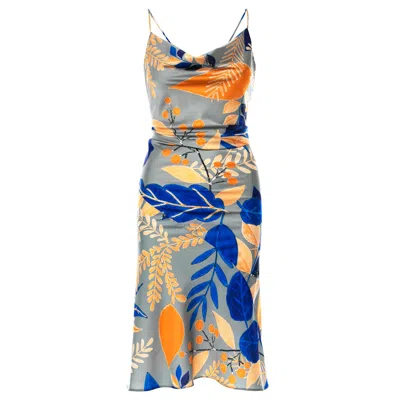 Roserry Women's Goa Cowl Neck Satin Midi Printed Dress In Neutral