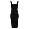 Roserry Women's Kensington Zipped Jersey Midi Dress Front Slit In Black In Black