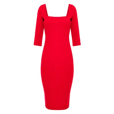 Roserry Women's Kensington Zipped Jersey Three Quarter Sleeve Dress In Red