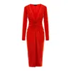 Roserry Women's Mallorca Jersey Midi Dress With Fixed Rosette Detail In Red In Red