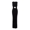 Roserry Women's Mallorca Jersey Sleeveless Maxi Dress With White Fixed Rosette Detail In Black In Black