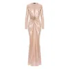 Roserry Women's Mallorca Knit Jersey Maxi Dress With Fixed Rosette Detail In Gold In Gold
