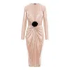 Roserry Women's Mallorca Knit Jersey Midi Dress With Fixed Rosette Detail In Gold In Gold