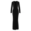 Roserry Women's Mallorca Lurex Jersey Maxi Dress With Fixed Rosette Detail In Black In Black