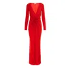 Roserry Women's Mallorca Lurex Jersey Maxi Dress With Fixed Rosette Detail In Red In Red