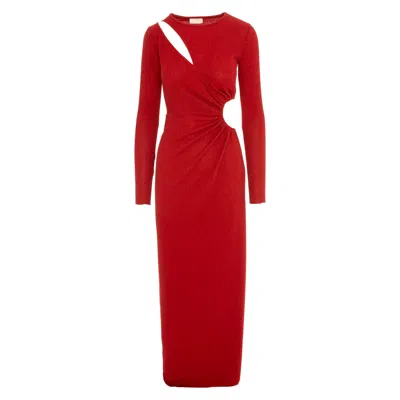 Roserry Women's Mykonos Glitter Jersey Cut Out Maxi Dresss In Red