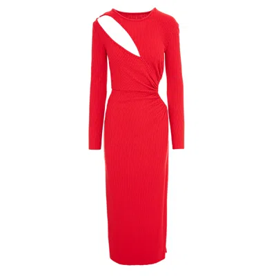 Roserry Women's Mykonos Ribbed Jersey Cut Out Ankle Dresss In Red