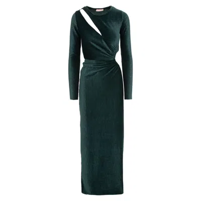 Roserry Women's Mykonos Ribbed Velvet Cut Out Maxi Dresss In Dark Green
