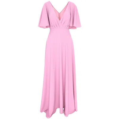 Roserry Women's Pink / Purple Florence Maxi Dress With Butterfly Sleeves In Pink In Pink/purple