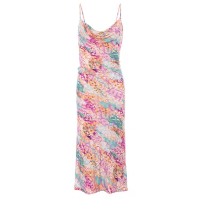 Roserry Women's Pink Tulum Jersey Midi Dress In Floral Print In Multi