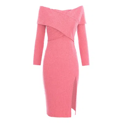 Roserry Women's Pink Tuscany Midi Ribbed Jersey Dress In Rose