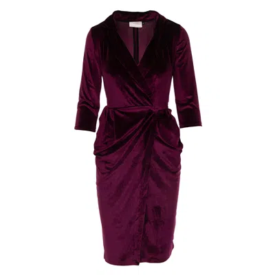 Roserry Women's Red Cannes Wrap Midi Velvet Dress In Burgundy