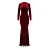 Roserry Women's Red Melbourne Velvet Maxi Open Back Dress In Burgundy In Red