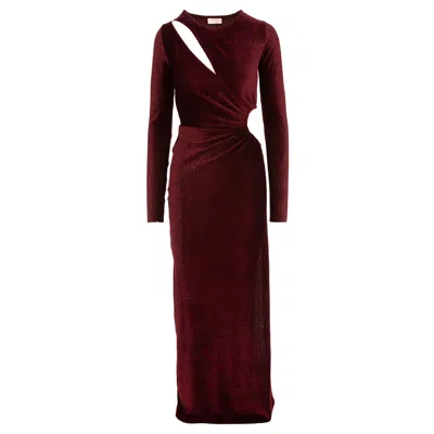 Roserry Women's Red Mykonos Ribbed Velvet Cut Out Maxi Dresss In Burgundy
