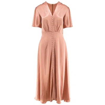 Roserry Women's Rose Gold Brooklyn Retro Midi Satin Viscose Dress In Salmon