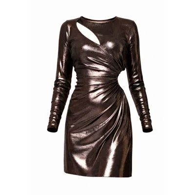 Roserry Women's Rose Gold Mykonos Glitter Jersey Cut Out Mini Dresss In Gold In Brown