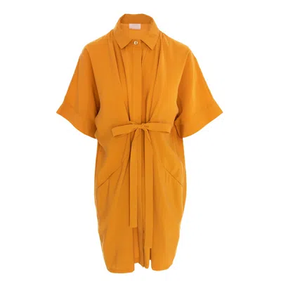 Roserry Women's Yellow / Orange Kaftan Shirt Mini Dress In Mustard In Yellow/orange