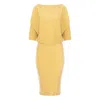 Roserry Women's Yellow / Orange Queens Midi Ribbed Jersey Dress In Yellow In Yellow/orange
