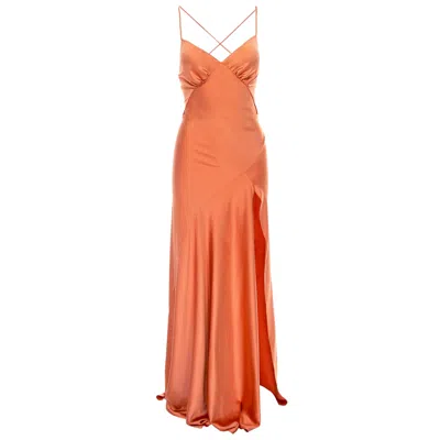 Roserry Women's Yellow / Orange Seville Satin Maxi Dress In Orange In Yellow/orange