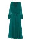 Roserry Wrap Long-sleeve Midi Dress In Green