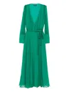 Roserry Wrap Long-sleeve Midi Dress In Green