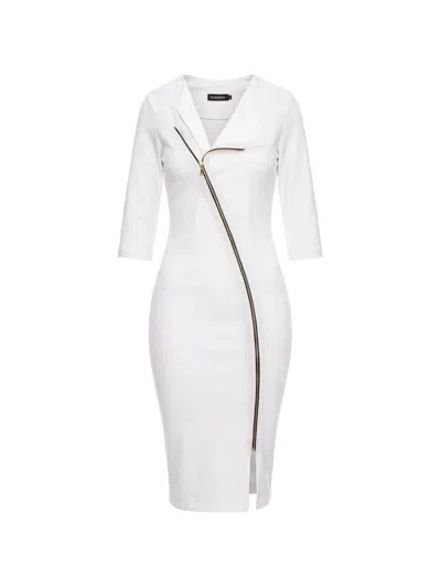 Roserry Zip-fastening Midi Dress In White
