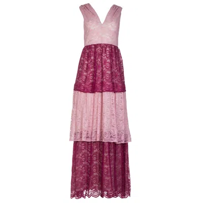 Roses Are Red Women's Pink / Purple Ella Linen & Lace Dress In Pink/purple