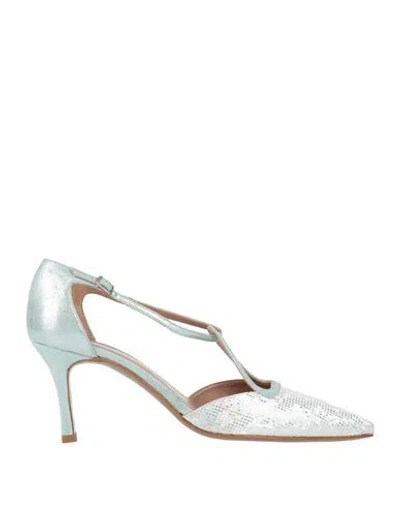 Rose's Roses Woman Pumps Sky Blue Size 8 Leather, Textile Fibers