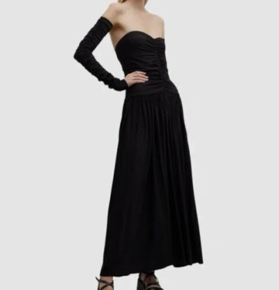 Pre-owned Rosetta Getty $1195  Women's Black Ruched Strapless Long-sleeve Maxi Dress Size S