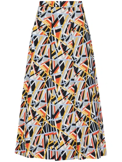 Rosetta Getty Abstract-print Pleat-detail Maxi Skirt In Orange
