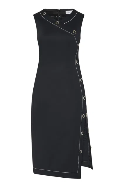 Rosetta Getty Asymmetric Scuba-knit Midi Dress In Black