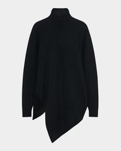 ROSETTA GETTY ASYMMETRIC TURTLENECK WOOL-CASHMERE SWEATER