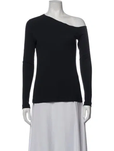 Pre-owned Rosetta Getty Asymmetrical Long Sleeve Top In Black/blue