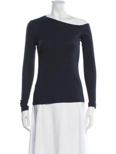 Pre-owned Rosetta Getty Asymmetrical Long Sleeve Top In Blue