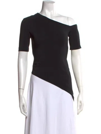 Pre-owned Rosetta Getty Asymmetrical Short Sleeve Top In Black