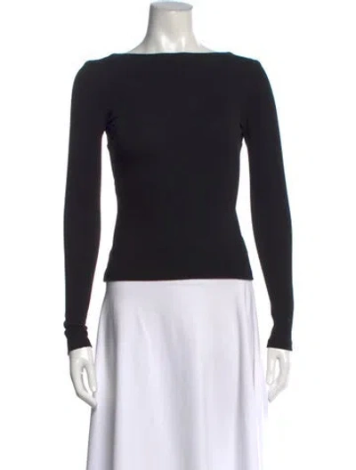 Pre-owned Rosetta Getty Bateau Neckline Long Sleeve Top In Black