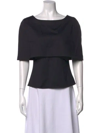 Pre-owned Rosetta Getty Bateau Neckline Short Sleeve Top In Black