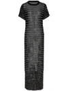Rosetta Getty Beaded Crochet Maxi Dress In Black