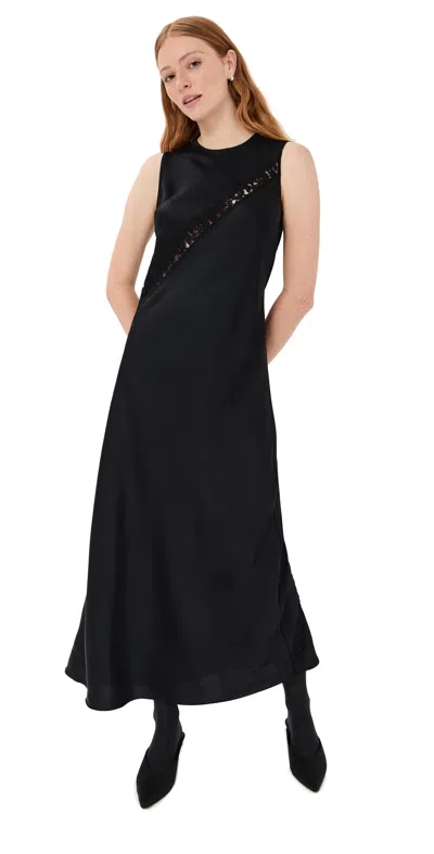 Rosetta Getty Bias Lace Panel Dress Black