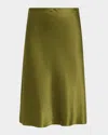 Rosetta Getty Bias Silk Midi Skirt In Green