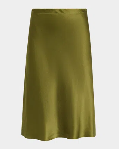 Rosetta Getty Bias Silk Midi Skirt In Green